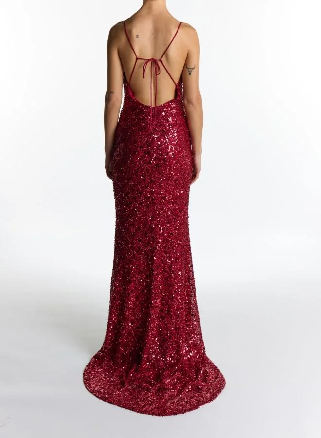 ترو ديكادينس Pippa Cowl Neck Front Split Slip Dress